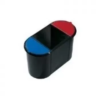 Helit H6103598 Sistema di raccolta differenziata ovale 38L con contenitore principale da 20L, 2 inserti estraibili da 9L, nero/multicolore