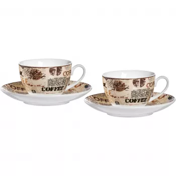 Ritzenhoff & Breker CREMA Set cappuccino, 4 pezzi, porcellana, stampa decorativa, lavabile in lavastoviglie 422108