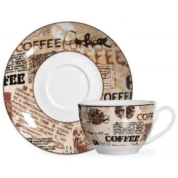 Ritzenhoff & Breker CREMA Set cappuccino, 4 pezzi, porcellana, stampa decorativa, lavabile in lavastoviglie 422108