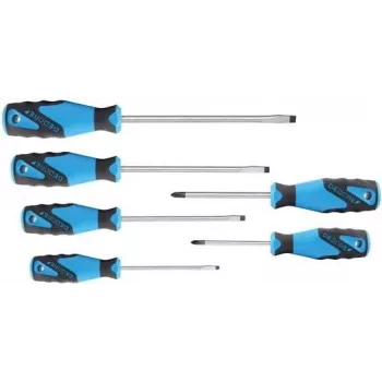 GEDORE set cacciaviti da officina, 6 pezzi, taglio e croce, impugnatura Power-Grip3 a 3 componenti, lame in molibdeno-vanadio, punte magnetiche 1482319