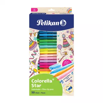 Pelikan Colorella Star C302/50 set 50 pennarelli, 50 colori diversi, inchiostro a base d'acqua lavabile, cappucci ventilati 825092