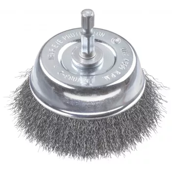 kwb spazzola metallica a tazza 75 mm, acciaio ondulato 0,2 mm, gambo 6 mm per metallo e pietra 606310