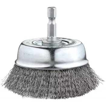 kwb spazzola metallica a tazza 75 mm, acciaio ondulato 0,2 mm, gambo 6 mm per metallo e pietra 606310