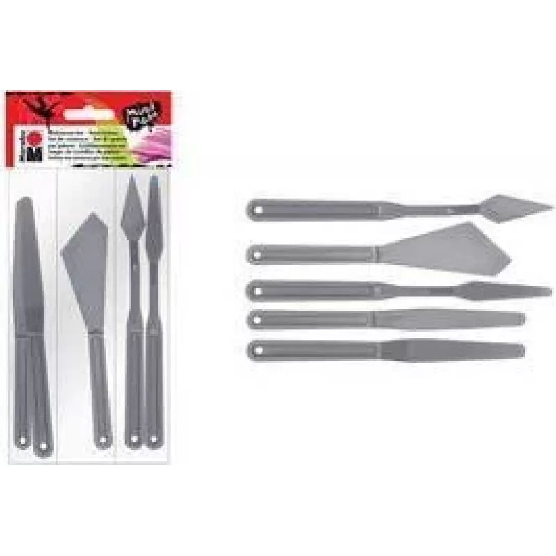 Marabu set spatole per miscelazione, plastica, 5 pezzi, per colori a impasto, paste strutturate, colori acrilici, colori a olio, gel 0173000000031