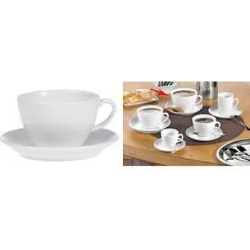 Esmeyer BISTRO set tazze da caffellatte, 6 pezzi, porcellana bianca, manico rotondo, altezza 76 mm, 220 ml 433-254