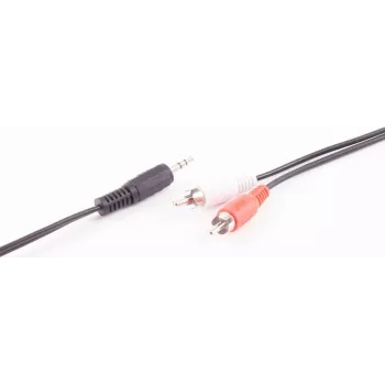SHIVERPEAKS BASIC-S cavo audio, 2x connettore maschio RCA su connettore jack 3,5 mm, 5,0 m, stereo, nero, sacchetto in polietilene BS30832-5