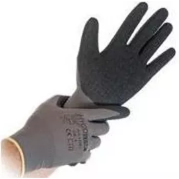 HYGOSTAR Skill Guanti da lavoro grigio/nero taglia S nylon maglia fine rivestiti in polimero immersione 1/4 confezione da 12 33986