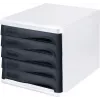 HELIT H6129498 cassettiera, 5 cassetti, grigio chiaro/nero, polistirene/ABS, impilabile