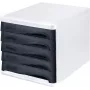 HELIT H6129498 cassettiera, 5 cassetti, grigio chiaro/nero, polistirene/ABS, impilabile
