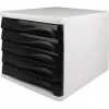 HELIT H6129498 cassettiera, 5 cassetti, grigio chiaro/nero, polistirene/ABS, impilabile