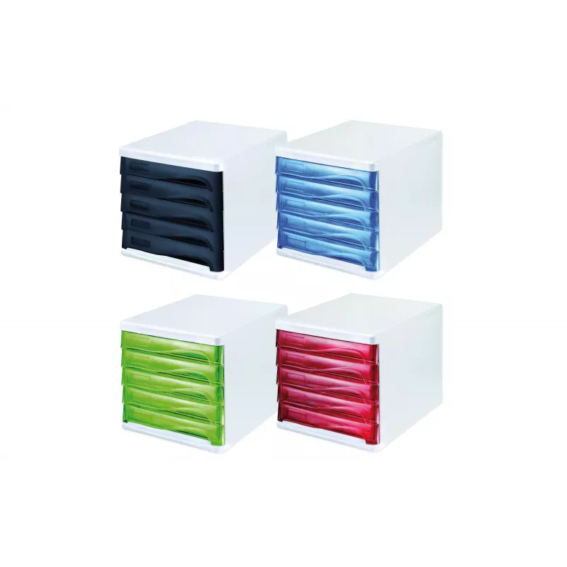 HELIT H6129498 cassettiera, 5 cassetti, grigio chiaro/nero, polistirene/ABS, impilabile