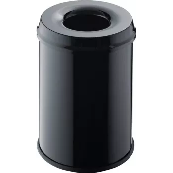 Helit H2515495 cestino in acciaio con coperchio spegnifiamma, 15 litri, nero, rotondo