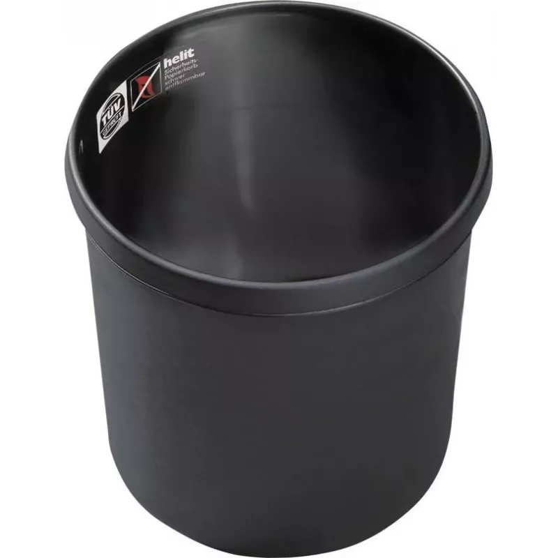 HELIT H6106495 cestino rotondo ignifugo, 18 L, nero