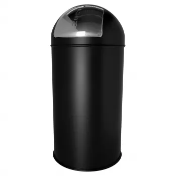 HELIT H2401495 Cestino portarifiuti rotondo in acciaio nero 50L con coperchio basculante