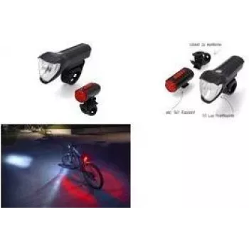 FISCHER Set di illuminazione LED per bicicletta TWIN, luce anteriore 50/25/15 lux, ricaricabile USB, omologato StVZO 50428