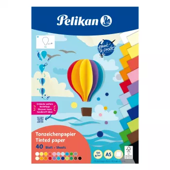 Pelikan Blocco di cartoncino colorato DIN A5, 40 fogli, 120 g/m², 21 colori, incollato sul lato superiore 300002259