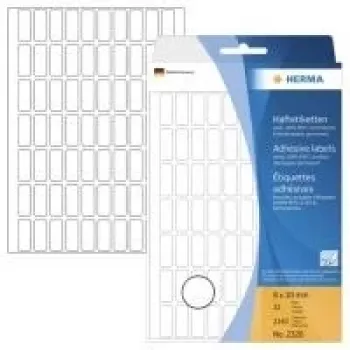 HERMA 2320 Etichette adesive in carta, bianco, 8 x 20 mm, 2240 etichette (32 fogli x 70)