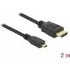 DeLOCK cavo HDMI-a-Micro-HDMI 2 m, 32 AWG, High Speed con Ethernet, 4K 82664
