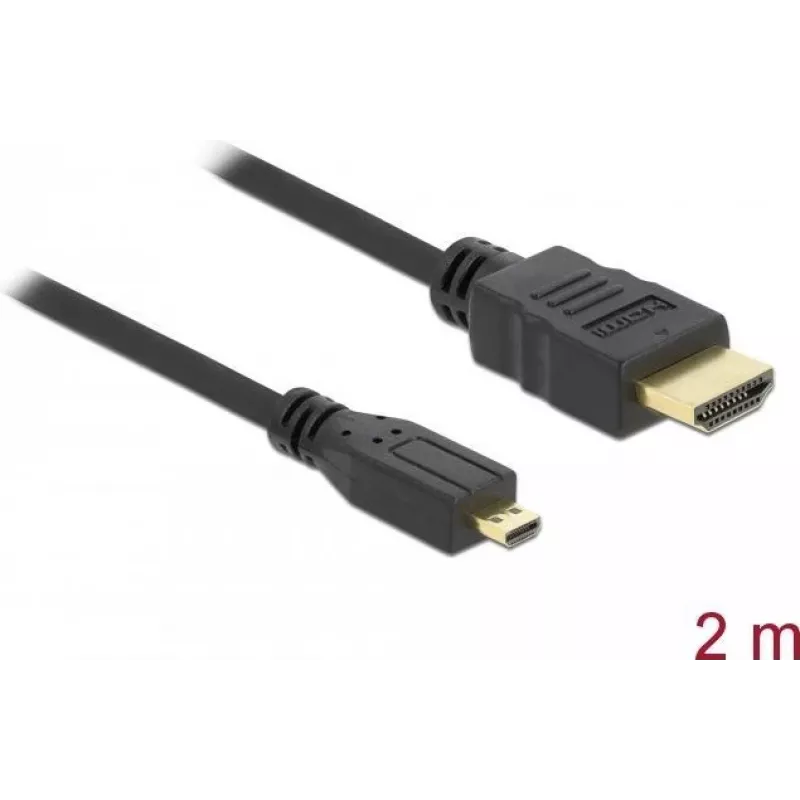 DeLOCK cavo HDMI-a-Micro-HDMI 2 m, 32 AWG, High Speed con Ethernet, 4K 82664