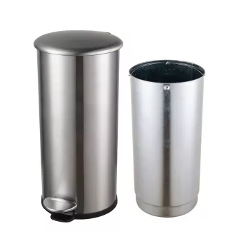 Pattumiera a pedale HELIT the zinc 12 L argento acciaio inox rotonda soft-close H2406500