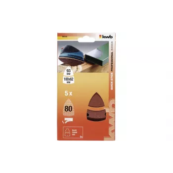 Carta abrasiva delta KWB 496108, grana 80, 93 mm, confezione da 5