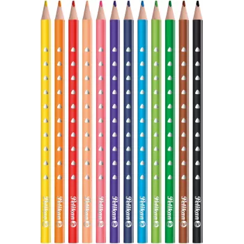 Set di 12 matite colorate Pelikan 700634, colori assortiti, fusto in legno esagonale, mina infrangibile 3,3 mm
