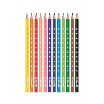 Set di 12 matite colorate Pelikan 700634, colori assortiti, fusto in legno esagonale, mina infrangibile 3,3 mm
