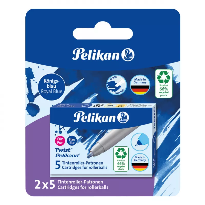 Cartucce d'inchiostro per rollerball Pelikan confezione da 5 blu (824705)