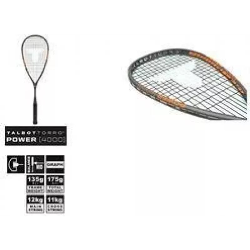 TALBOT TORRO Power 4000 racchetta da squash, nero/arancione, offensiva bilanciata, costruzione a Y 251004