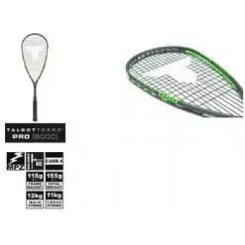TALBOT TORRO racchetta da squash Pro 6000, nero/verde, offensiva, costruzione a Y, 1 pezzo (251006)