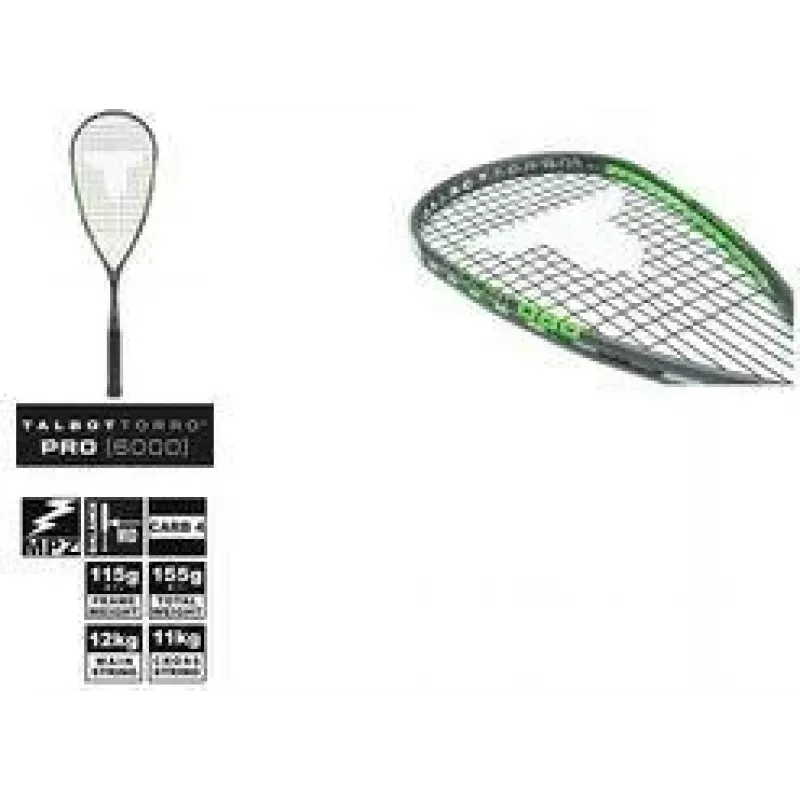 TALBOT TORRO racchetta da squash Pro 6000, nero/verde, offensiva, costruzione a Y, 1 pezzo (251006)