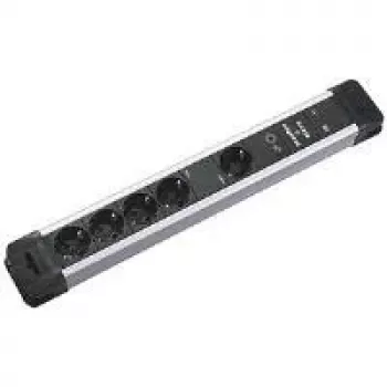 BACHMANN ciabatta da scrivania in plastica 1+4 posti Master+Slave 2m nero