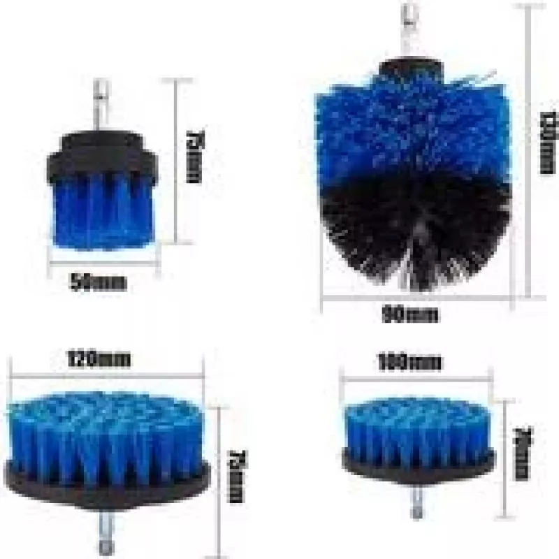 KS TOOLS BT103110 set di punte spazzola per trapano, 4 pezzi, gambo esagonale, setole in nylon