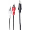 SHIVERPEAKS BASIC-S cavo audio, 2 x connettore maschio RCA su connettore jack 3,5 mm, 2,5 m, stereo, nero BS30832-2.5