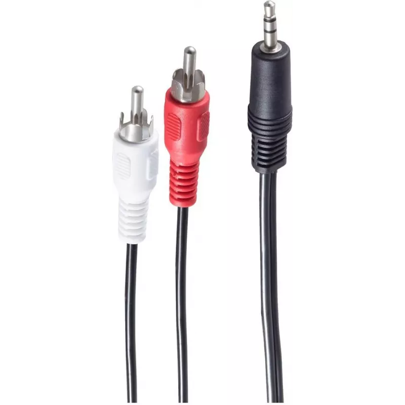 SHIVERPEAKS BASIC-S cavo audio, 2 x connettore maschio RCA su connettore jack 3,5 mm, 2,5 m, stereo, nero BS30832-2.5