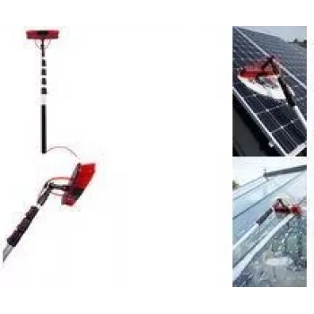 IWH spazzola per pulizia pannelli solari con asta telescopica, attacco per tubo e serbatoio shampoo, 3,5 m 00205