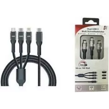 IWH cavo di ricarica USB USB-C, Micro-USB, Apple Lightning, 1,2 m, nero 019057