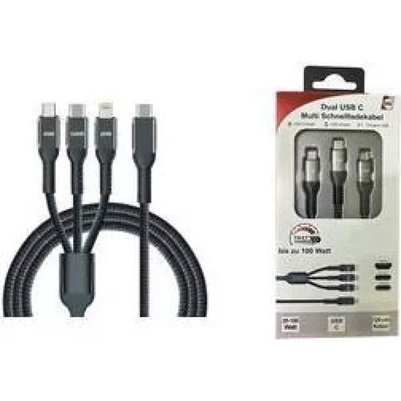 IWH cavo di ricarica USB USB-C, Micro-USB, Apple Lightning, 1,2 m, nero 019057