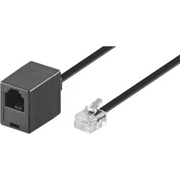 Wentronic Goobay Cavo di prolunga modulare, RJ11/RJ14 (6P4C) connettore maschio a RJ11 connettore femmina, 15 m, nero 68258