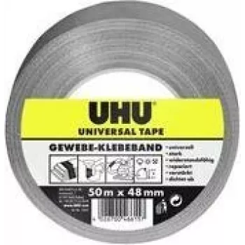 UHU Nastro universale in tessuto, 48 mm x 50 m, grigio, extra forte, rivestito in poliestere, 1 rotolo 46615