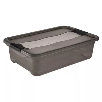 keeeper Scatola contenitore Cornelia, 28 litri, grigio cristallo trasparente, con coperchio, chiusura scorrevole 1042982700000