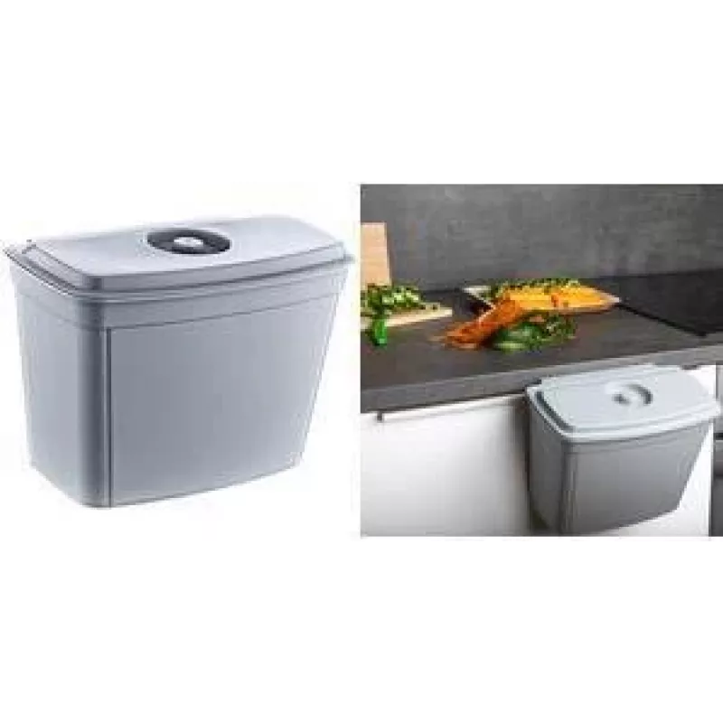 keeeper Milan Cestino per rifiuti da appendere per cucina 4L, Nordic Grey, con coperchio, PP 1031213000000