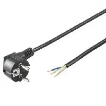 Wentronic Goobay Cavo di alimentazione Schuko angolare, estremità aperta, 3 m, nero 96033