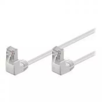 Wentronic Goobay Cavo patch CAT 5e 2x 90° angolare, F/UTP, bianco, 1 m - CCA alluminio rivestito in rame, 2x RJ45 90° (8P8C) 96062
