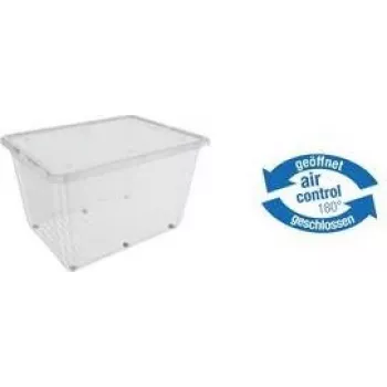 keeeper bert Scatola contenitore con ruote, 136 L, coperchio Air-Control, trasparente/grigio 1056700100000