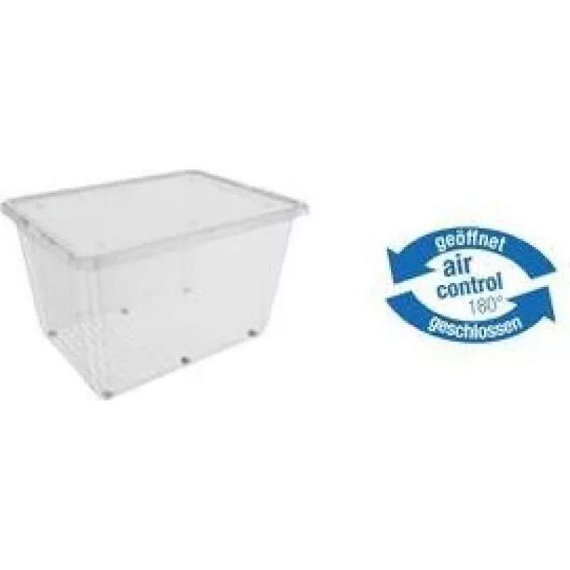 keeeper bert Scatola contenitore con ruote, 136 L, coperchio Air-Control, trasparente/grigio 1056700100000