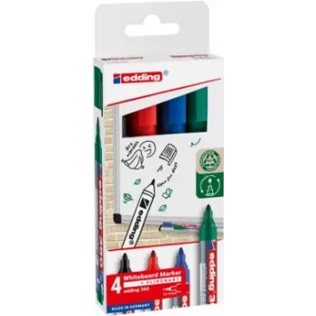 EDDING 360 pennarello per lavagna bianca, colori assortiti, 1,5-3,0 mm, 4 pezzi (4-360-4-2)
