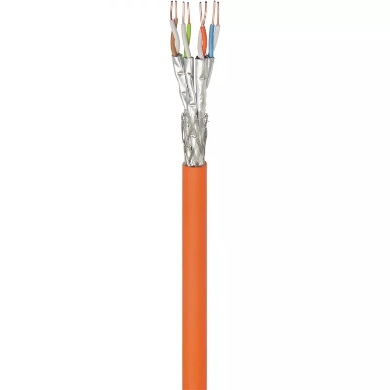 Wentronic Goobay cavo di installazione Cat.7 S/FTP (PiMF) in rame massiccio, 100 m, LSZH, arancione 91888