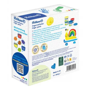Pelikan colori a dita colori di base, confezione da 4 a base d'acqua, testati dermatologicamente, facili da pulire – 1 pezzo (701570)