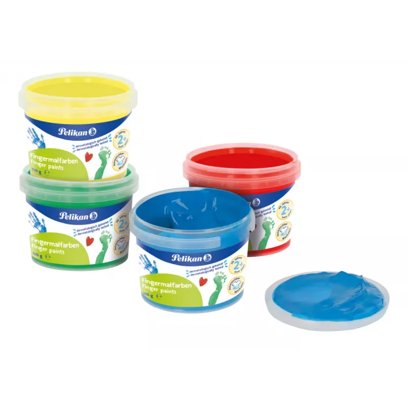 Pelikan colori a dita colori di base, confezione da 4 a base d'acqua, testati dermatologicamente, facili da pulire – 1 pezzo (701570)